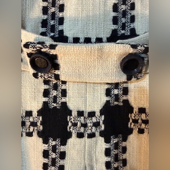 Milly Black and White Checkered Trench Coat - Picture 10 of 14